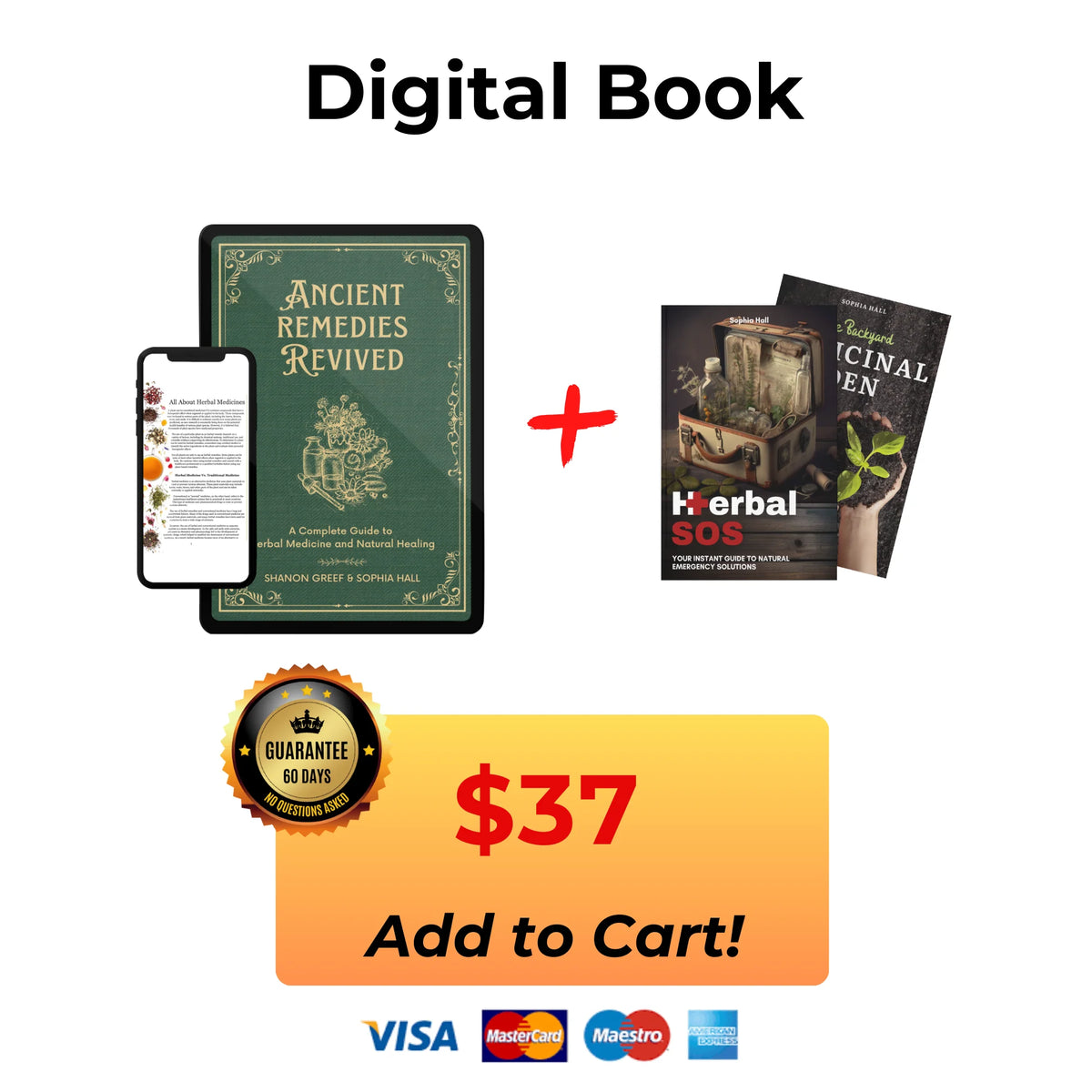 Bundle of herbal medicine digital books and guides for $37, with a 60-day money-back guarantee.